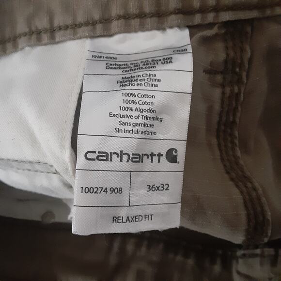 Carhartt Mens Pants 36x32 Brown Relaxed Straight Work Outdoors - Picture 5 of 11